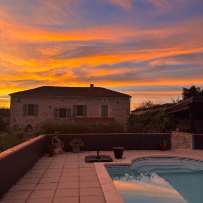 Sunset - La Gaillardenque - Lot - France. The end of the perfect day